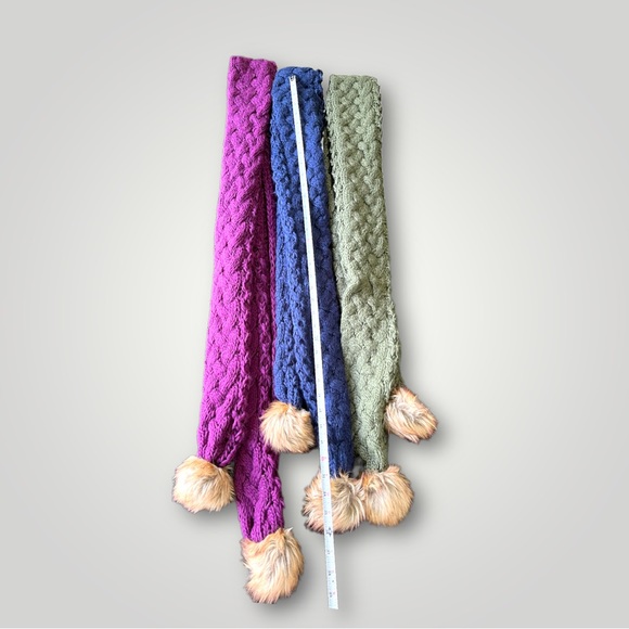 Bundle/3 Scarves Scarf Pom Pom Lot/3 - Picture 12 of 16